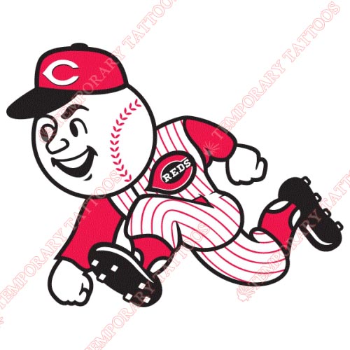 MLB+Cincinnati+Reds+Baseball+Team+Logo+Temporary+Tattoo+Sheet+Set